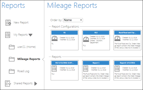 Opening a saved report configuration